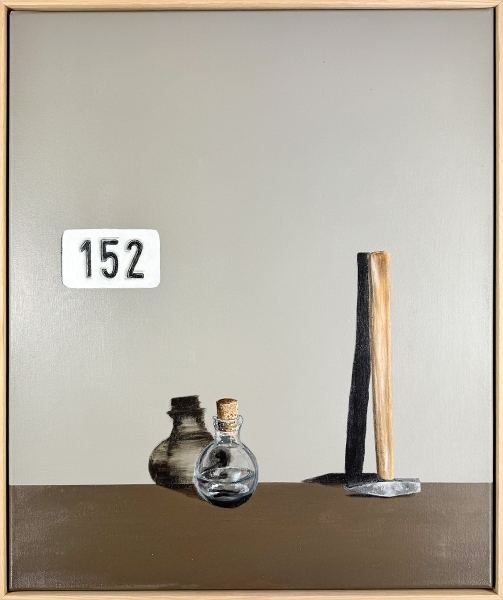 DEGLIN Bart - Still life with house number plate, hammer, and bottle with tears from P.